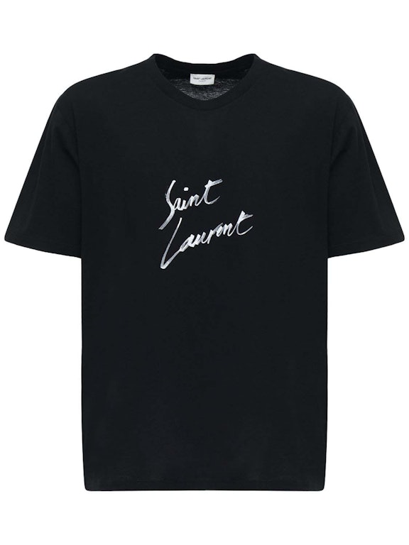 Pre-owned Saint Laurent Signature Logo-print Cotton T-shirt Black