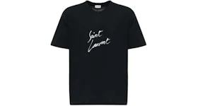 Saint Laurent Signature Logo-Print Cotton T-shirt Black