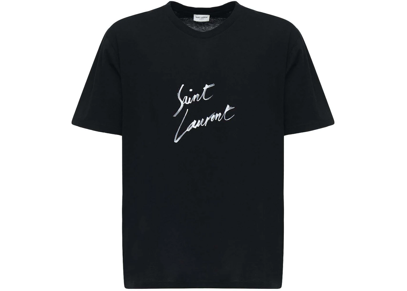 Saint Laurent Signature Logo-Print Cotton T-shirt Black Men's - US