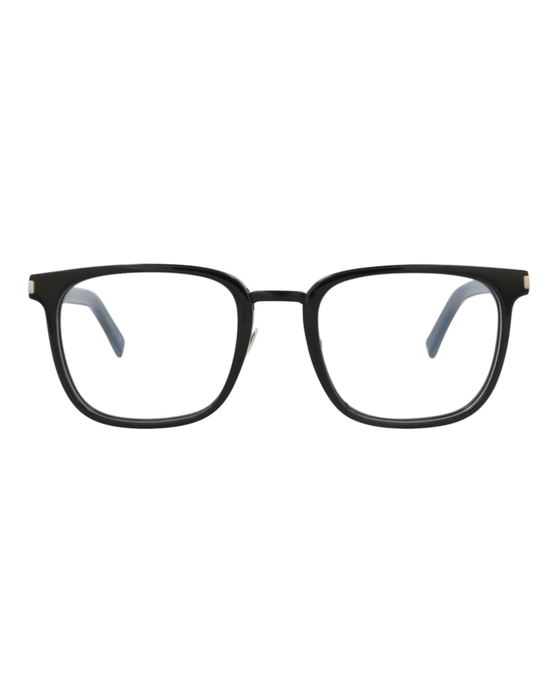 Pre-owned Saint Laurent Men's  Squareframe Acetate Optical Frames In Black Black Transparent (sl222/30002637/00