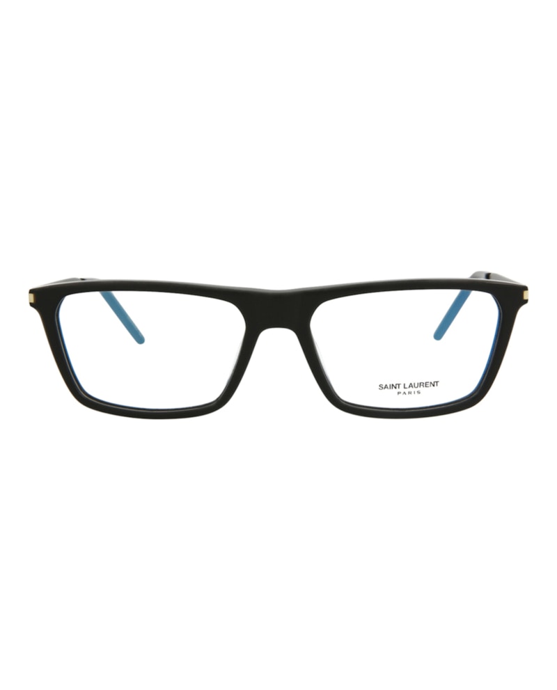 Pre-owned Saint Laurent Men's Squareframe Acetate Optical Frames In Black Black Transparent (sl344/30008544/00