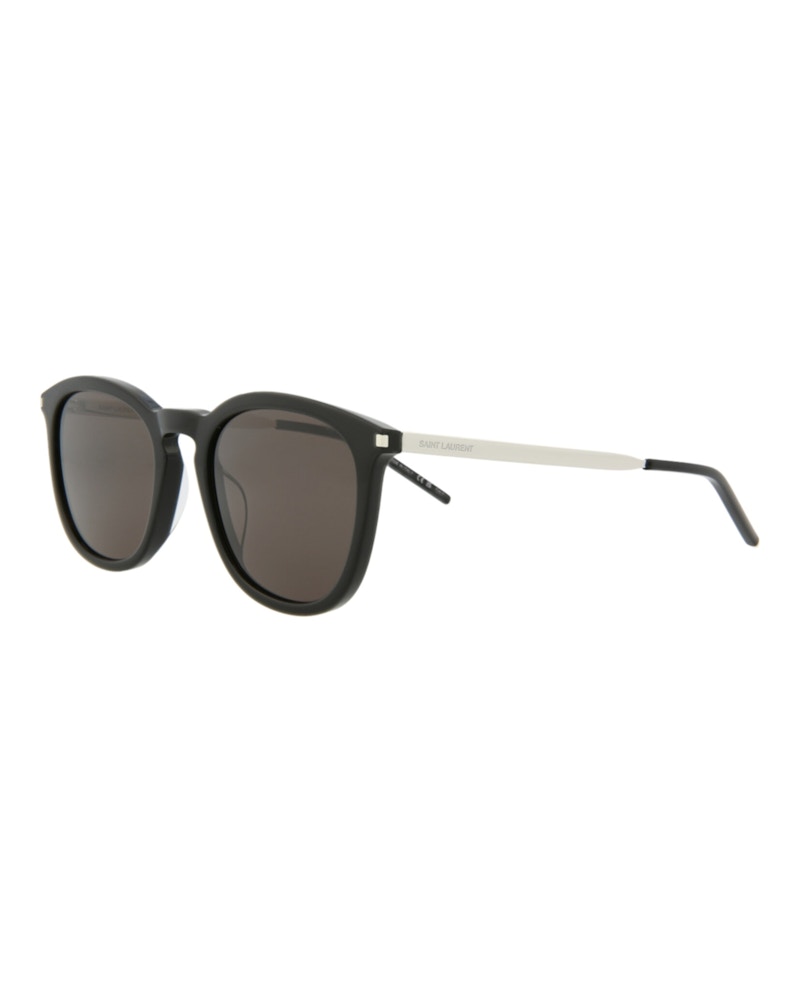 Saint Laurent Square-Frame Acetate Sunglasses Black/Silver/Black (Sl360-30008550-001)