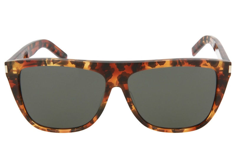 Pre-owned Saint Laurent Women's Squareframe Acetate Sunglasses015) In Havana/grey (sl1/30000164