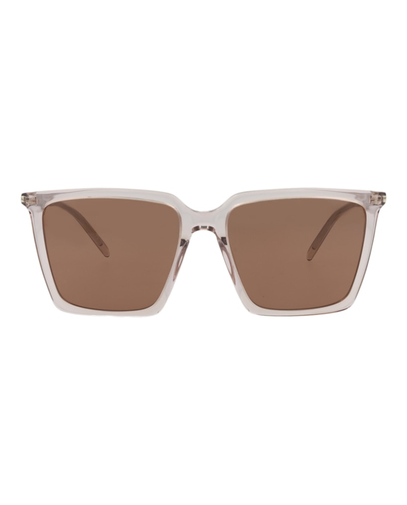 Pre-owned Saint Laurent Women's Squareframe Acetate Sunglasses In Nude Nude Brown (sl474/30011614/003)