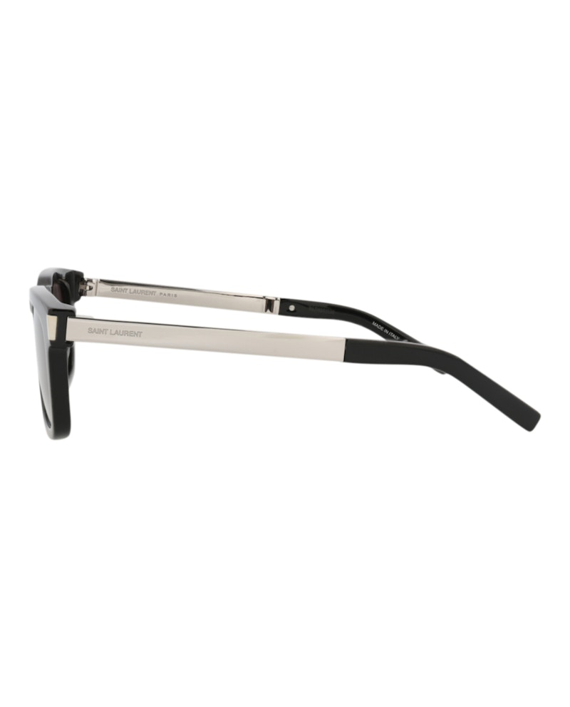 Saint Laurent Square-Frame Recycled Acetate Sunglasses Black/Silver/Black (Sl581-30014111-001)