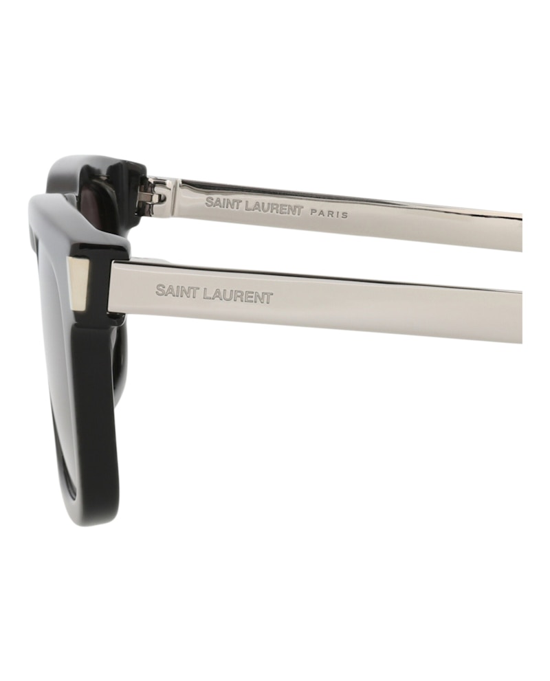 Saint Laurent Square-Frame Recycled Acetate Sunglasses Black/Silver/Black (Sl581-30014111-001)