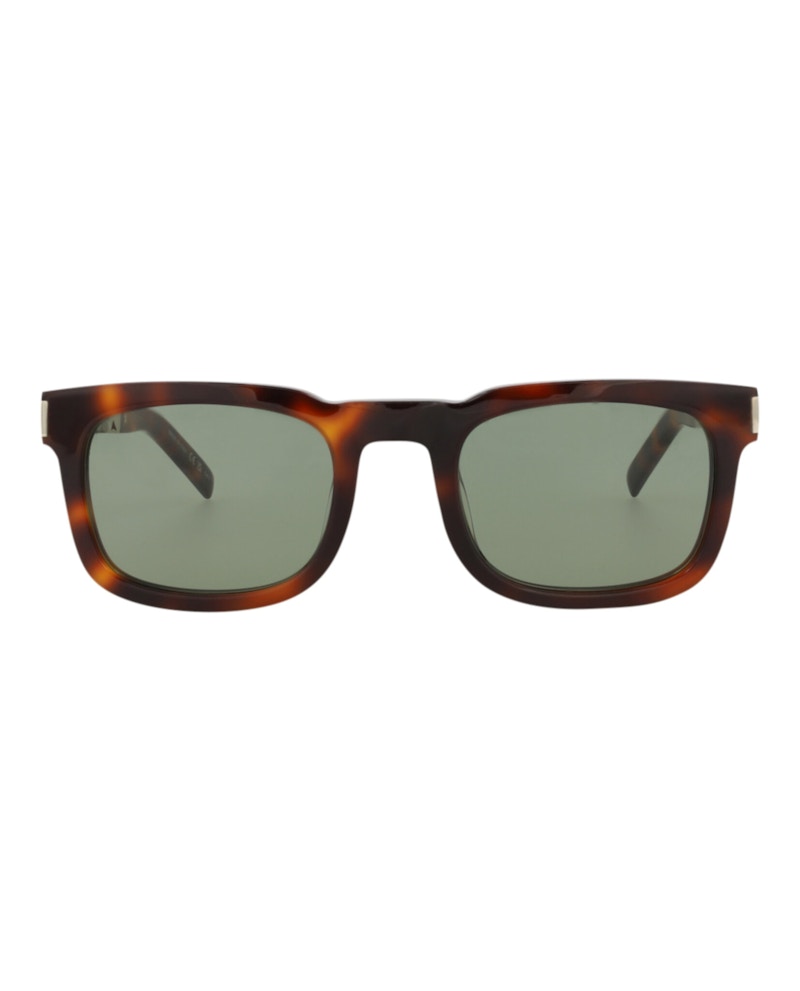 Pre-owned Saint Laurent Squareframe Recycled Acetate Sunglasses/30014111002) In Havana/gold/green (sl581