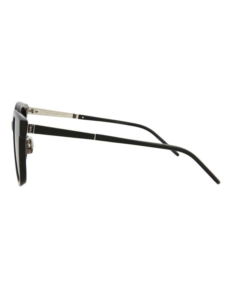 Saint Laurent Square Rectangle Sunglasses Black Silver Black (Slm77k-30009962-001)