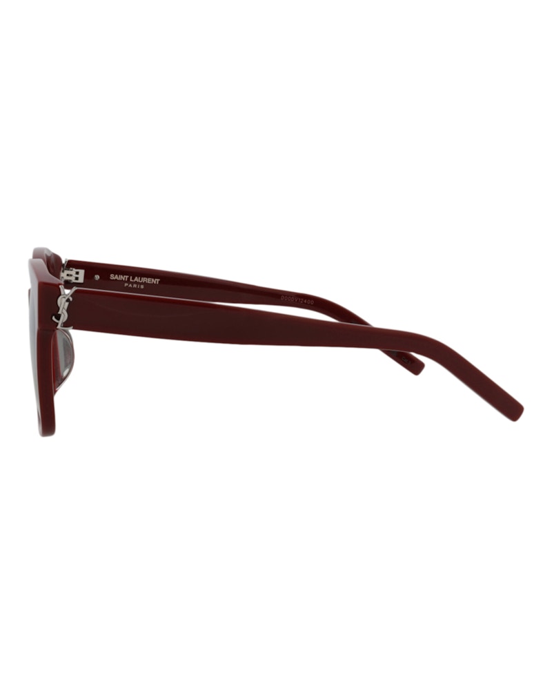 Saint Laurent Square Rectangle Sunglasses Burgundy Grey (Slm40f-30006259-007)