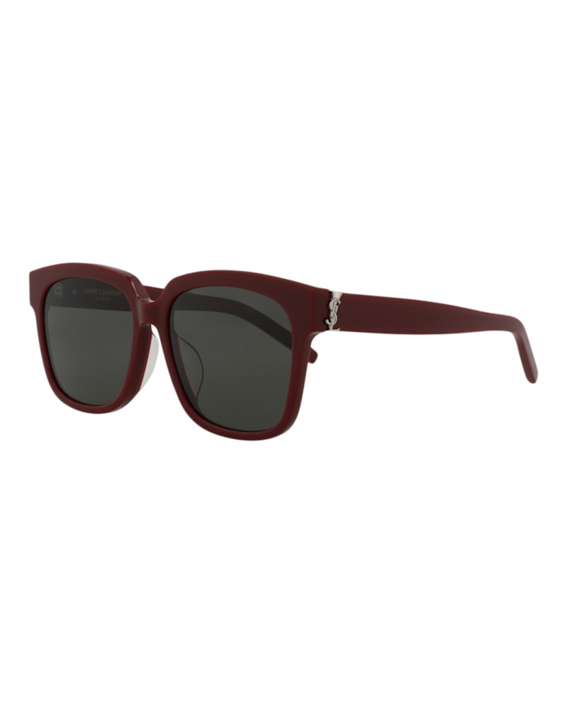 Pre-owned Saint Laurent Women's Square Rectangle Sunglasses In Burgundy Grey (slm40f/30006259/007)