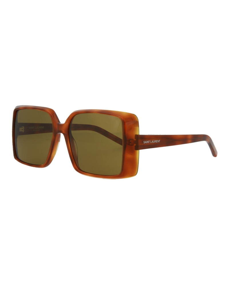Pre-owned Saint Laurent Women's Square Rectangle Sunglasses/30011071005) In Havana/brown (sl451