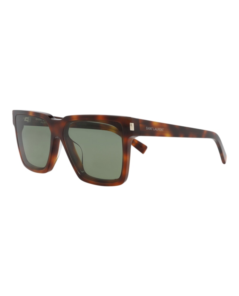 Pre-owned Saint Laurent Square Rectangle Sunglasses In Havana Havana Green (sl610f/30014627/003)
