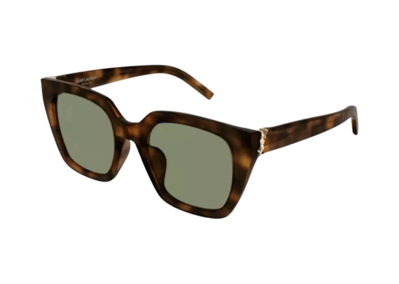 SAINT LAURENT Pre-owned Square Sunglasses F003) In Havana/green (sl/m143