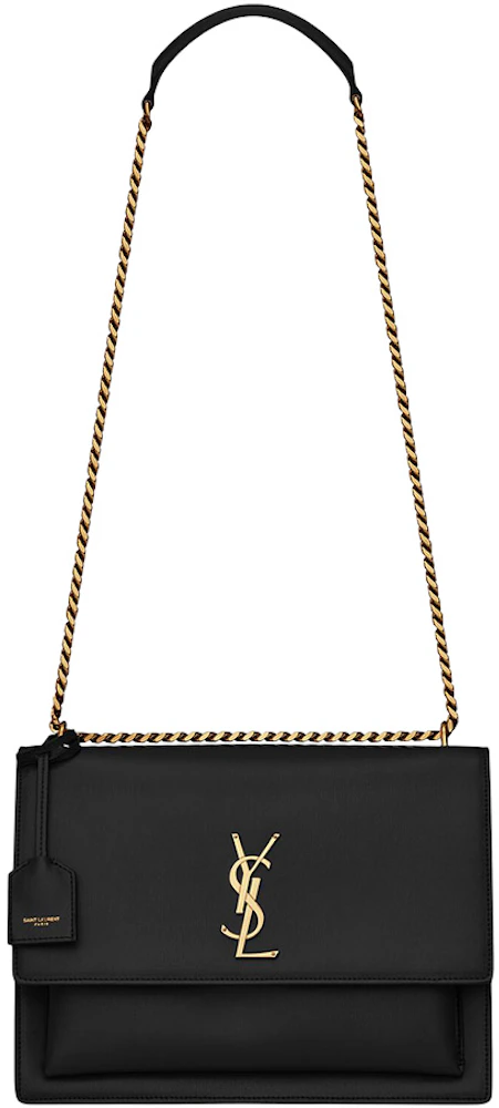 Saint Laurent Sunset Chain Wallet Dark Beige in Smooth Leather with  Gold-tone - US