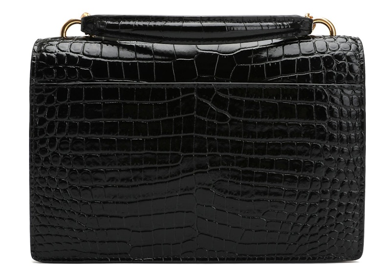 Saint Laurent Sunset Chain Wallet Black in Calfskin with Gold tone