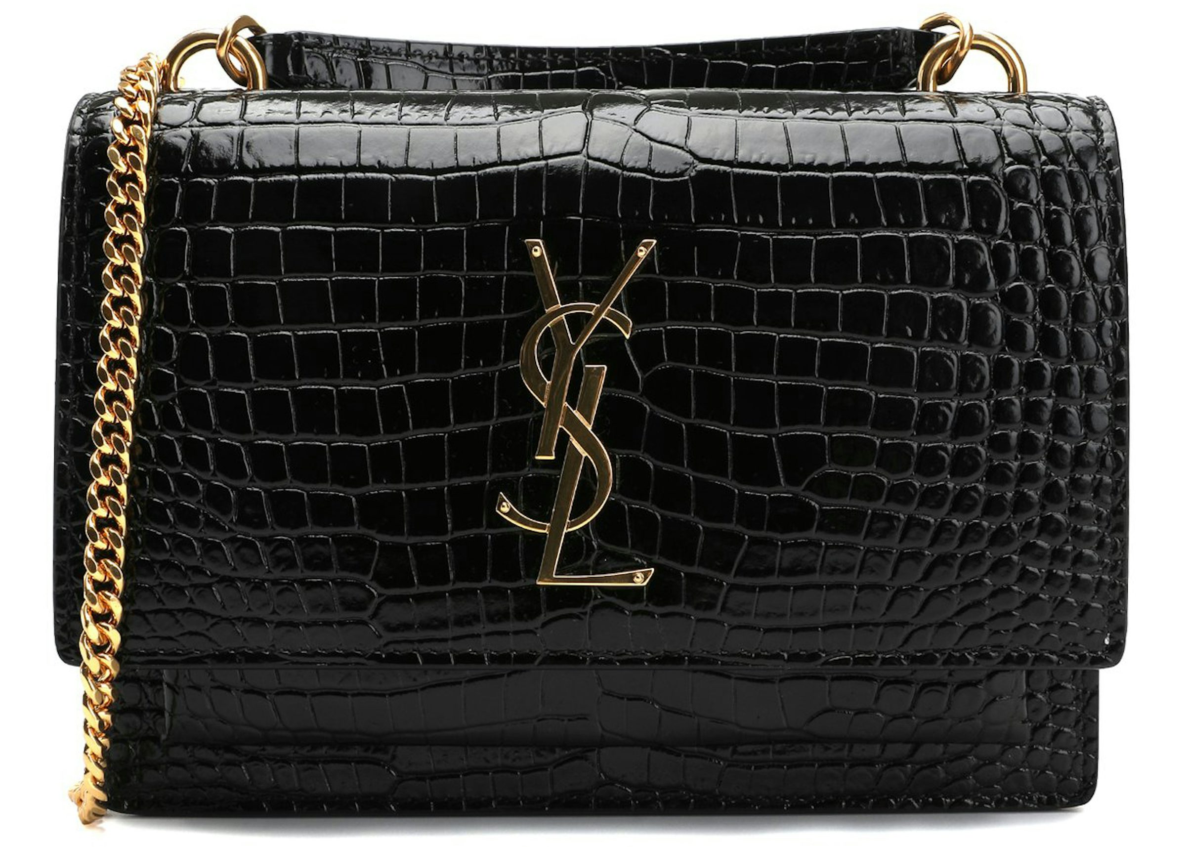 Saint Laurent Sunset Chain Wallet Black in Calfskin with Gold-tone - US
