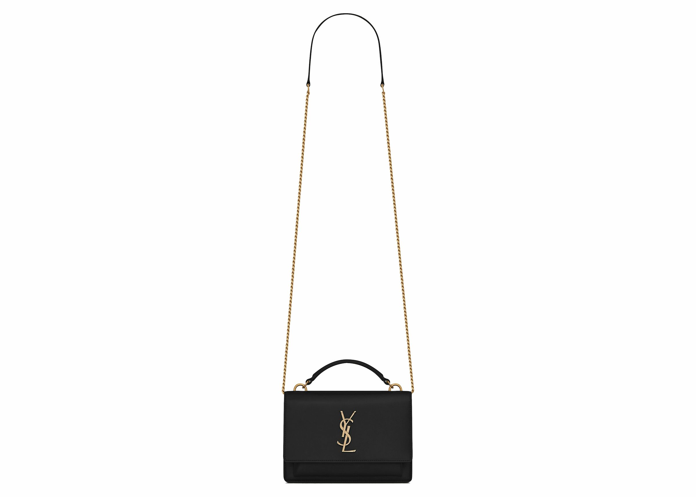 Saint Laurent Sunset Chain Wallet In Smooth Leather Noir in Smooth Calfskin  Leather with Gold-tone - US