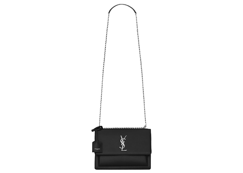 Saint Laurent Sunset Crossbody Bag Medium Black in Leather with Silvertone US