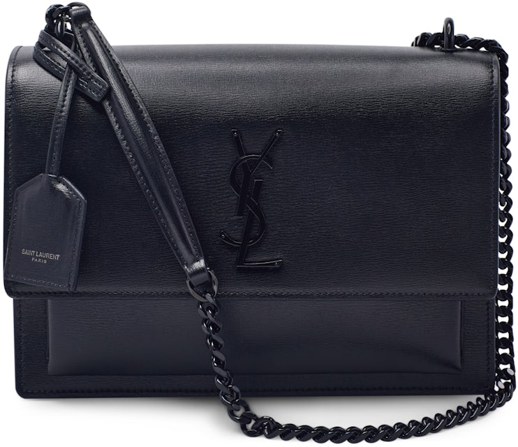 Medium Sunset Leather Shoulder Bag in Black - Saint Laurent