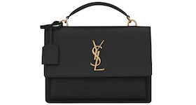 Saint Laurent Sunset Top Handle in Smooth Leather Black