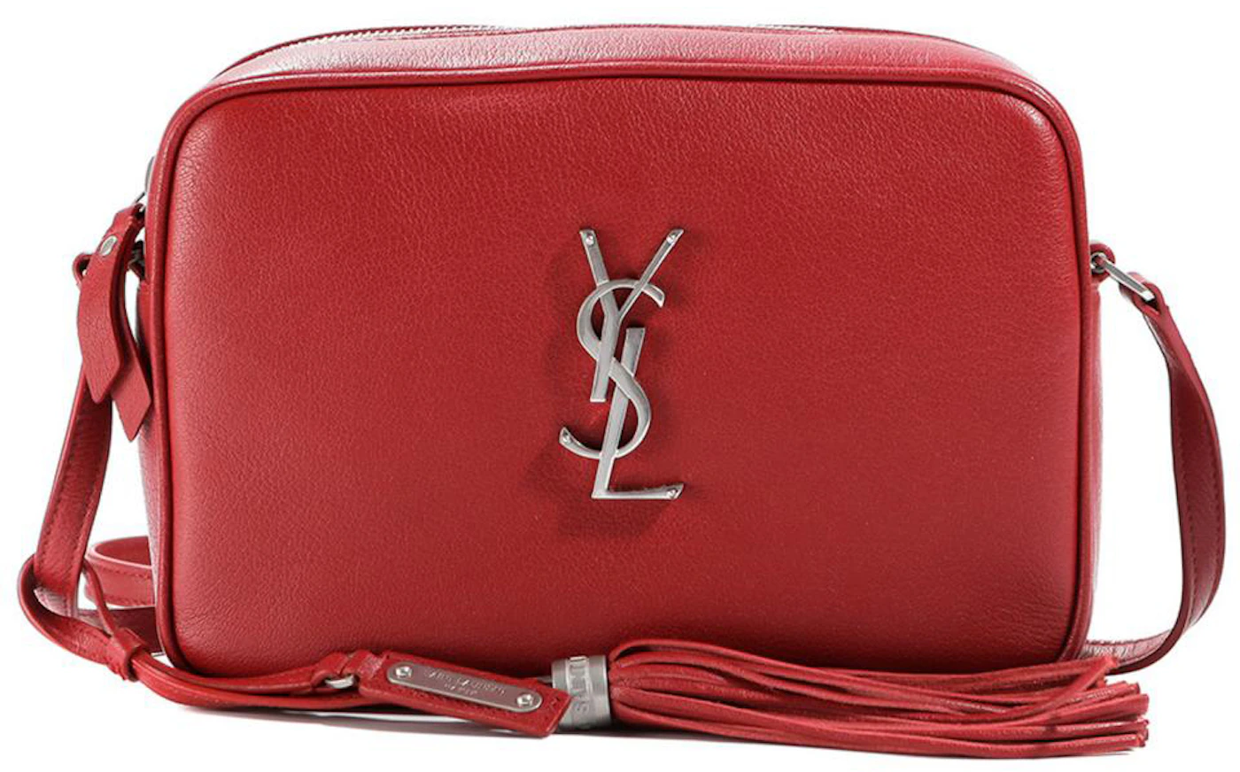 Saint Laurent Tassel Camera Crossbody Bag Red in Leather with