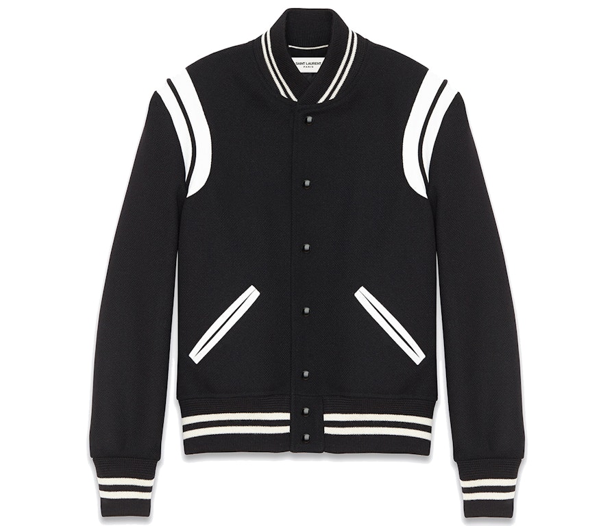 Pre-owned Saint Laurent Women's Teddy Jacket Black White