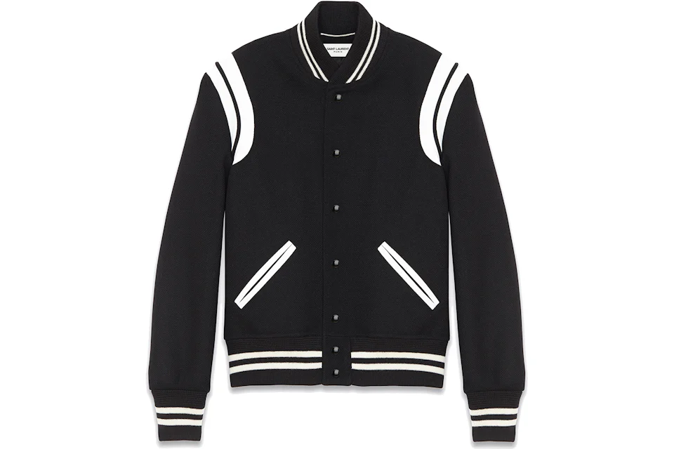 Saint Laurent Women's Teddy Jacket Black White - SS22 - US
