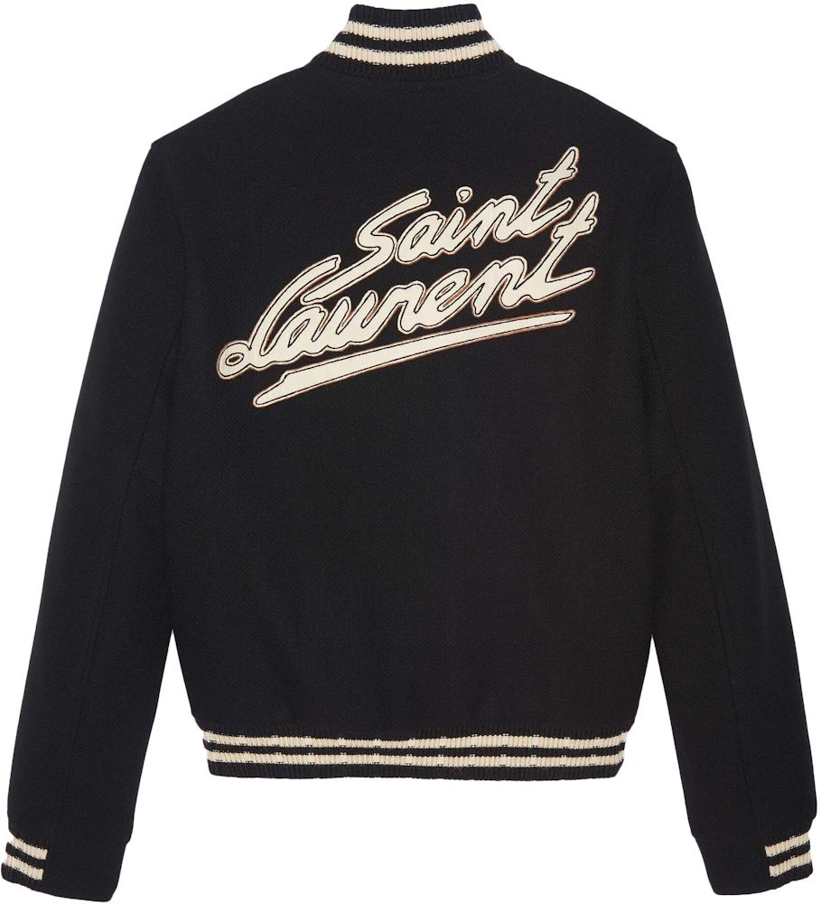 Teddy Varsity Jacket in Black - Saint Laurent