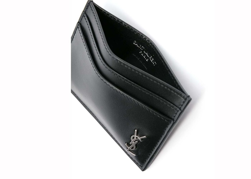 Pre-owned Saint Laurent Men's  Tin Mon Card Case In Black