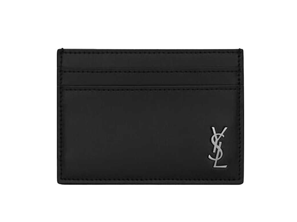 Saint Laurent Mens Black Leather YSL Logo Bifold Wallet, Size: 9x11cm for  Men