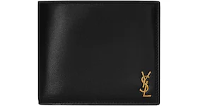 Saint Laurent Tiny Cassandre East/West Bifold Wallet In Shiny Leather Black