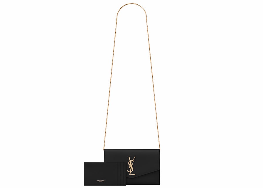 Bags, Authentic Ysl Uptown Chain Wallet In Grain