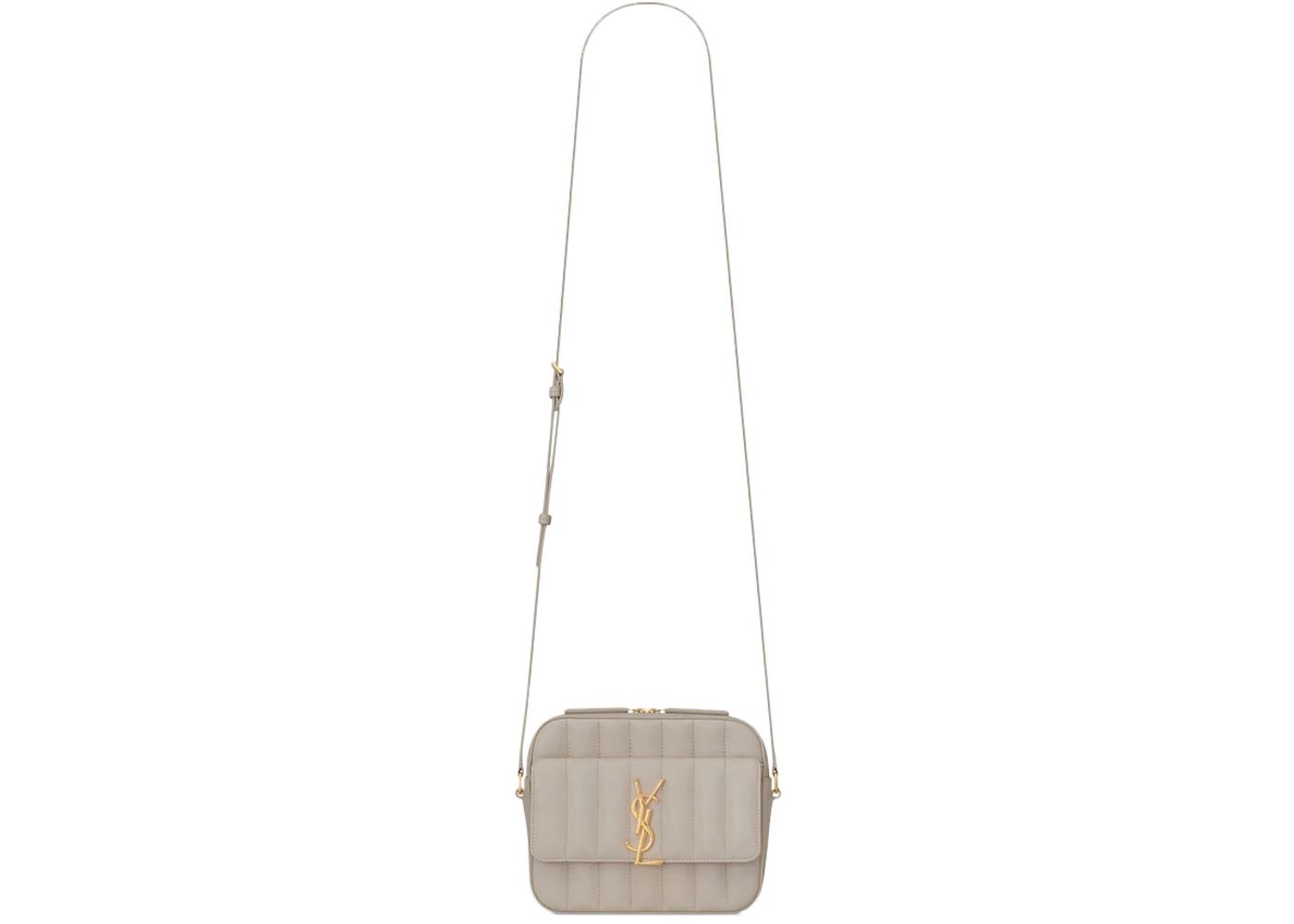 Saint Laurent Vicky Camera Bag Quilted Lambskin Gold-tone Ivory in ...