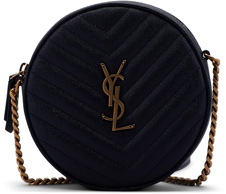 vinyle round camera bag in chevron-quilted grain de poudre embossed leather
