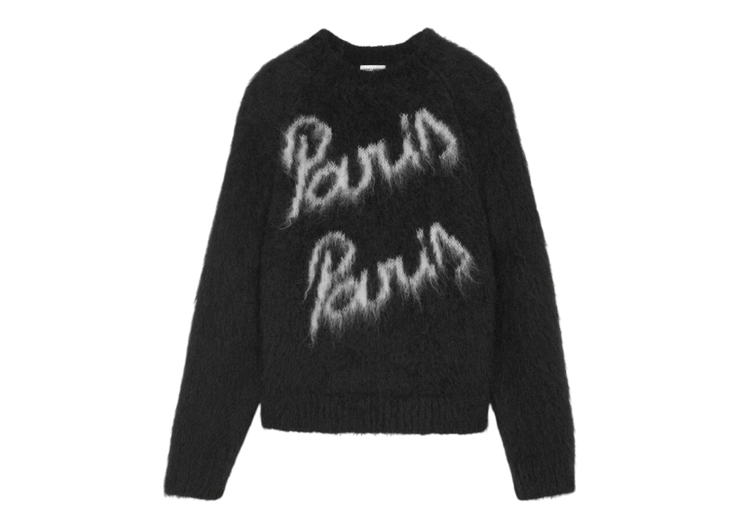Pre-owned Saint Laurent Women's Paris Mohair Knit Sweater Black/natural