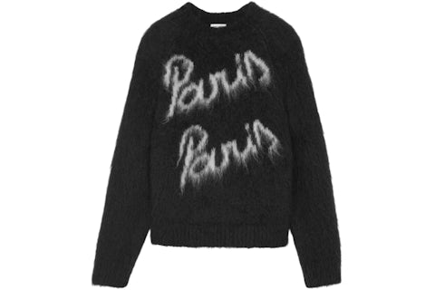 Saint Laurent Women's Paris Mohair Knit Sweater Black/Natural US