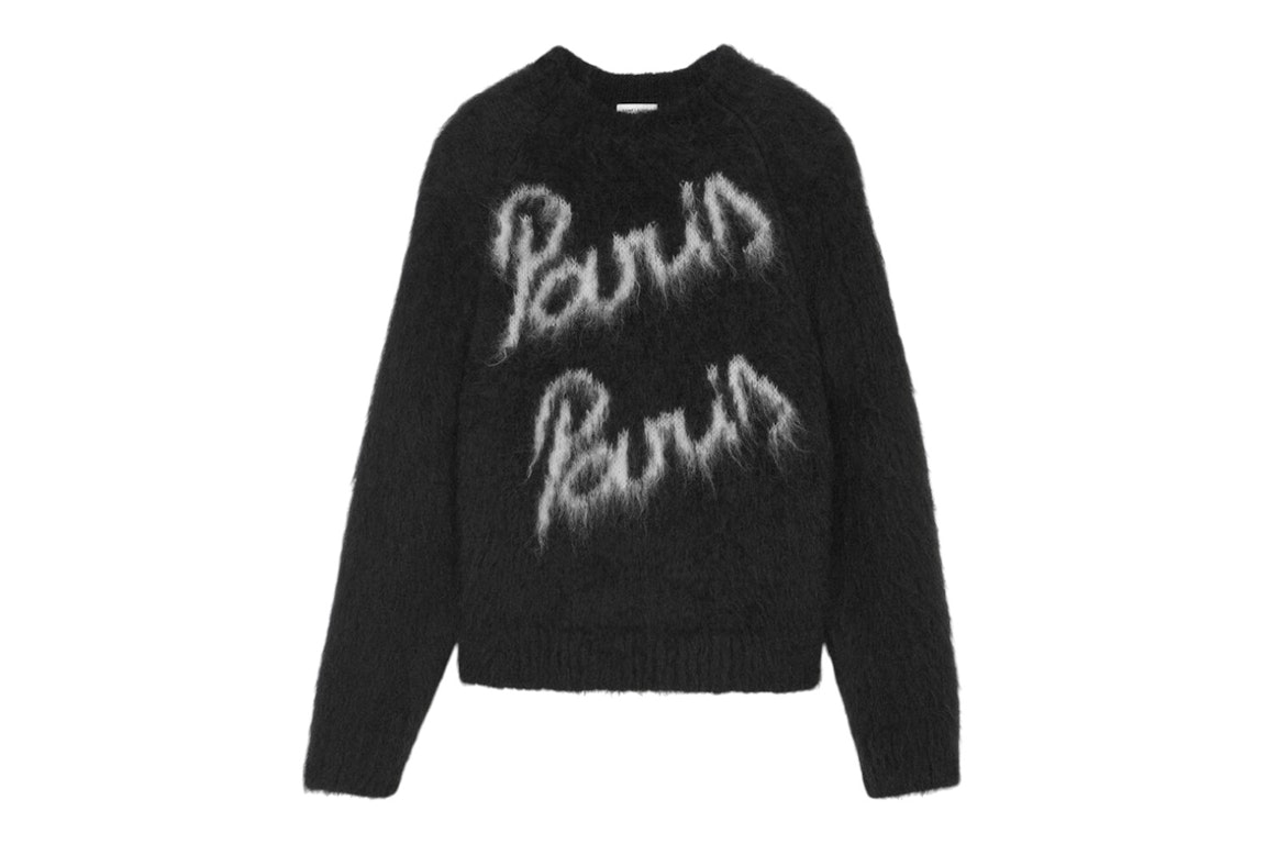 Pre-owned Saint Laurent Women's Paris Mohair Knit Sweater Black/natural
