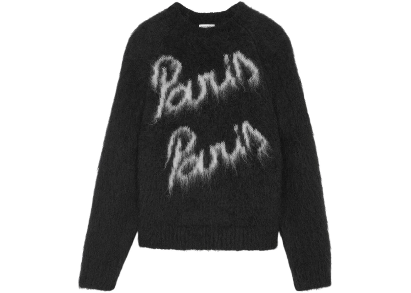 Saint Laurent Women's Paris Mohair Knit Sweater Black/Natural US