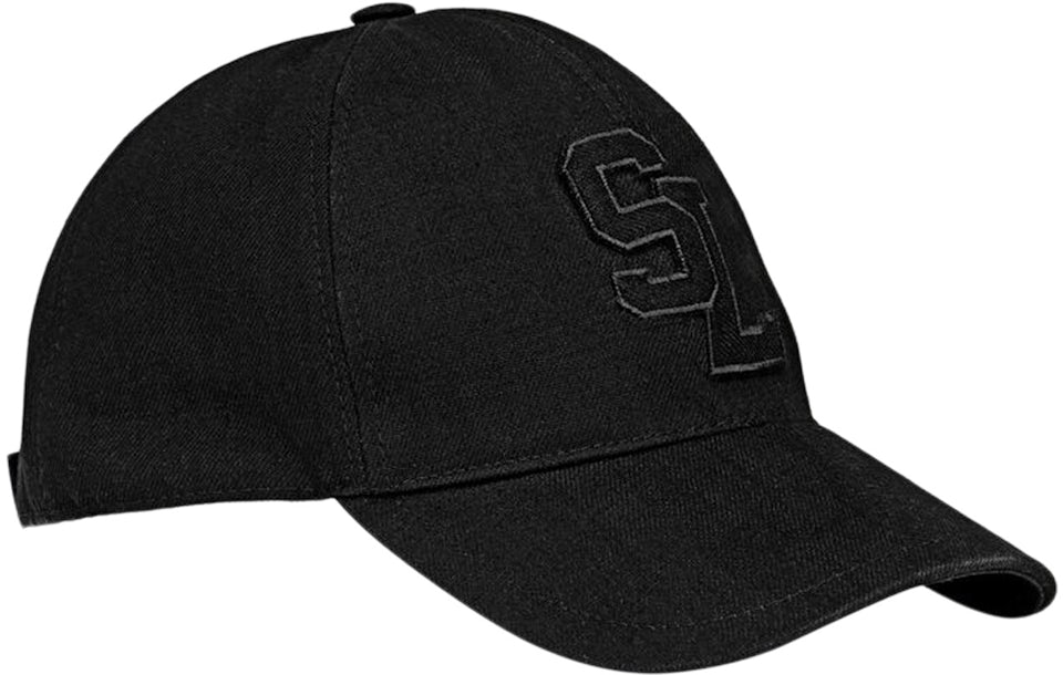 Saint Laurent Sl-embroidered Cotton-canvas Baseball Cap In Black