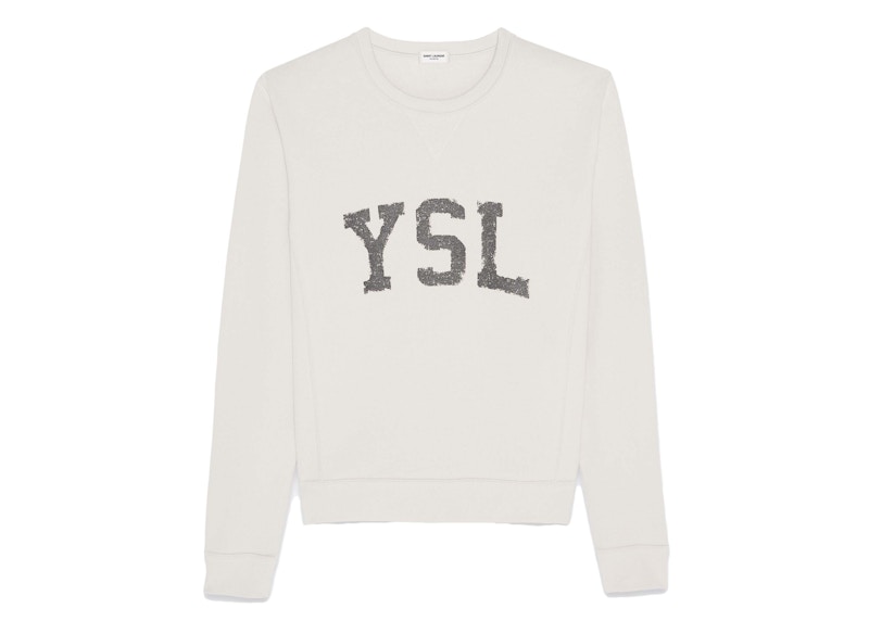 Saint Laurent YSL Vintage Sweatshirt Dirty Ecru Men s US