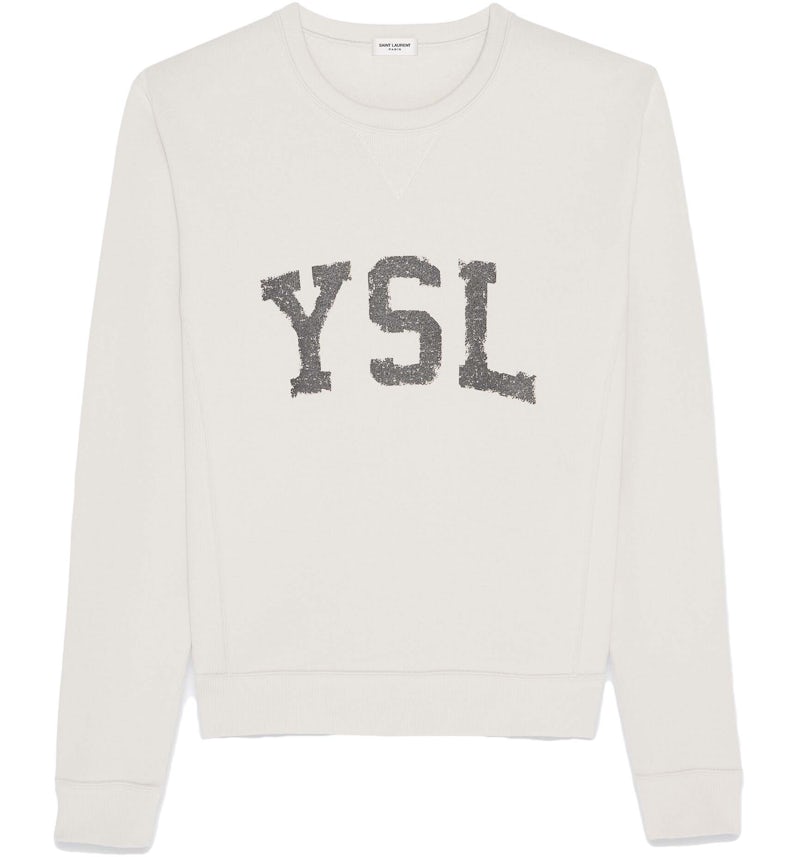 Saint Laurent YSL Vintage Sweatshirt Dirty Ecru Men's US