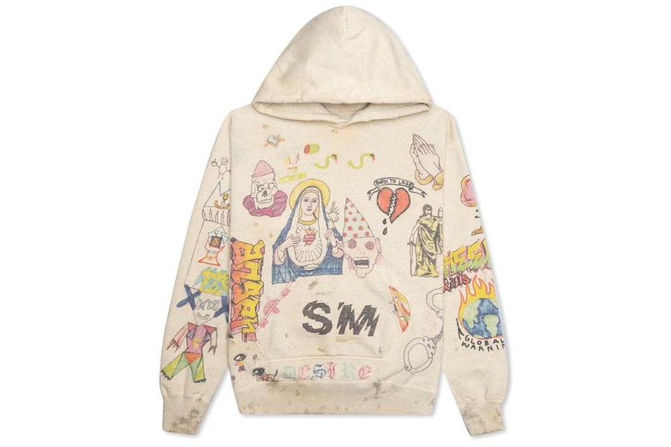 Saint Michael Graffiti Hoodie Gray Ss21 Saint Michael Graffiti Hoodie Gray Ss21