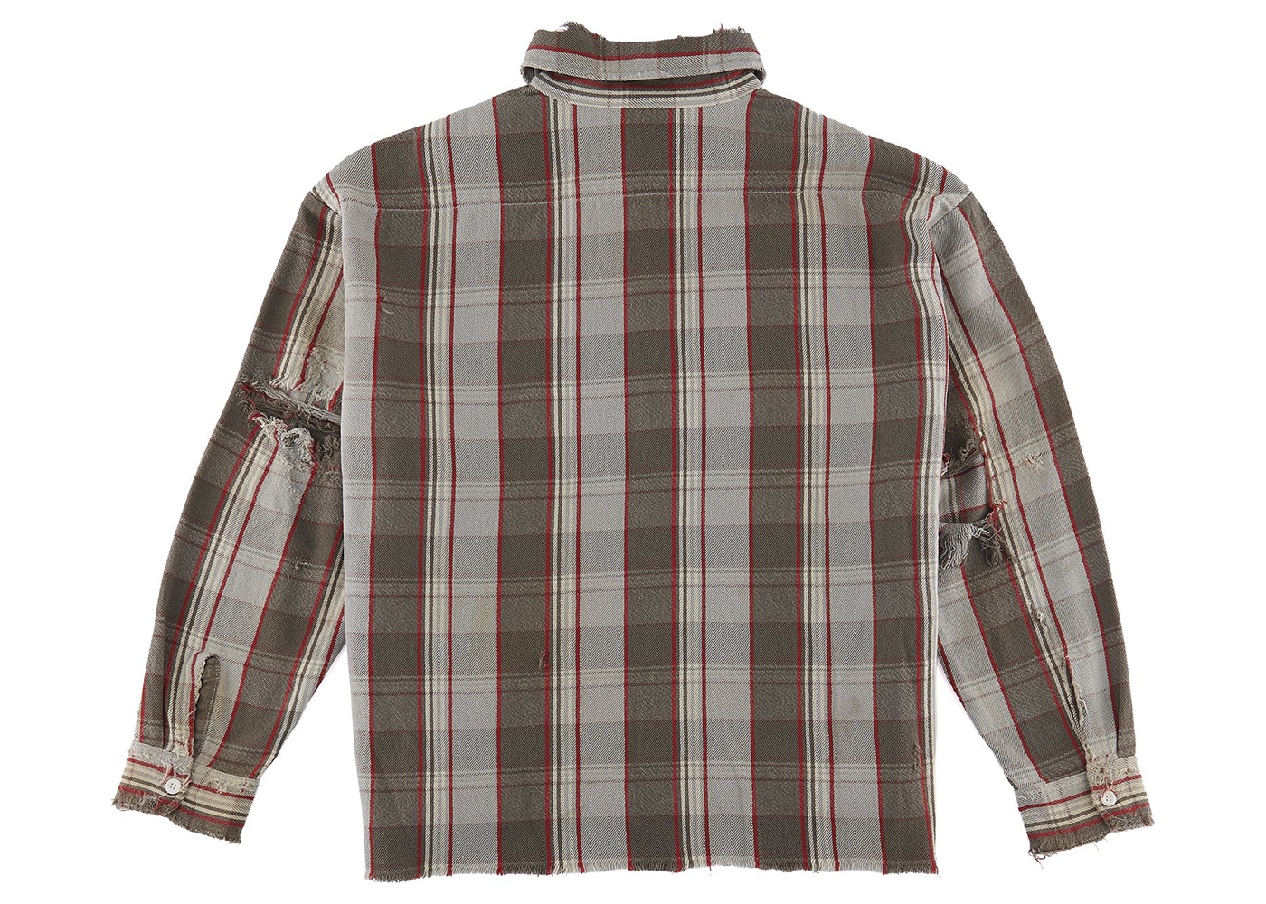 Saint Mxxxxxx x Shermer Academy Flannel Shirt Grey Red Men's