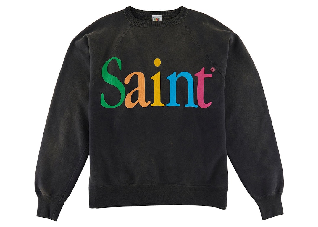Pre-owned Saint Mxxxxxx Colorful Saint Crewneck Sweatshirt Vintage Black
