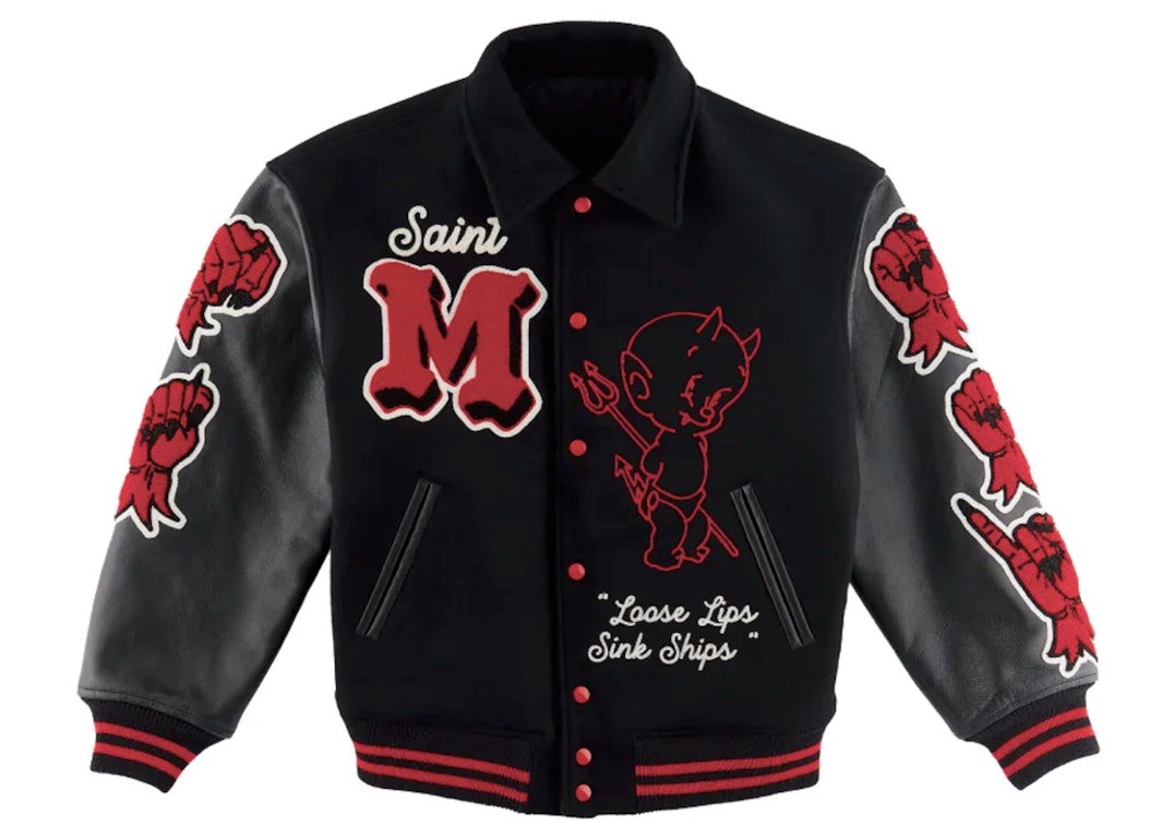 Pre-owned Saint Mxxxxxx Devil Varsity Jacket Black