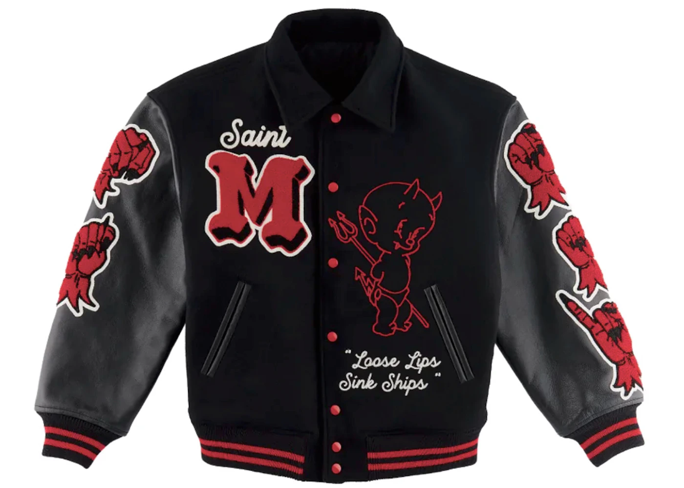 Saint Mxxxxxx Devil Varsity Jacket Black Men's FW22 US