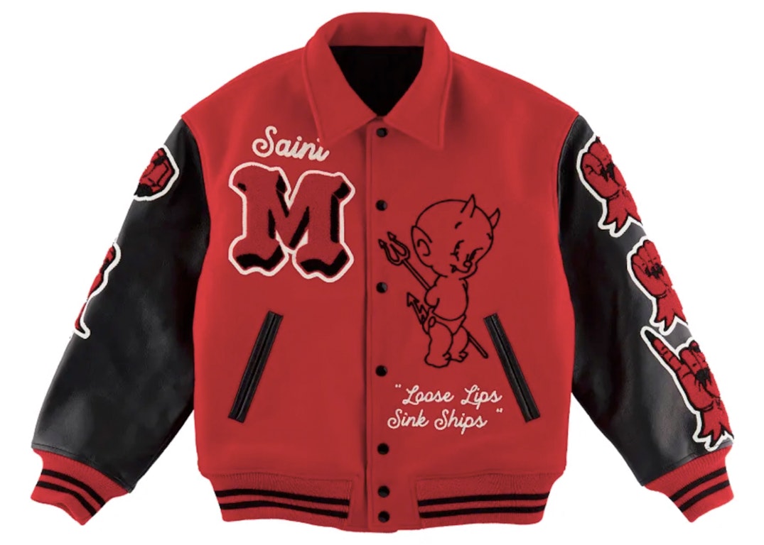 Pre-owned Saint Mxxxxxx Devil Varsity Jacket Red