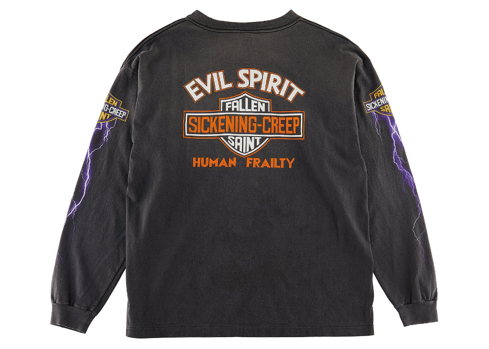 Saint Mxxxxxx Evil Spilit L/S T-Shirt Vintage Black Men's - SS23 - US