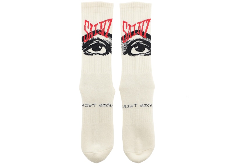 Pre-owned Saint Mxxxxxx Men's Eye Socks In Ecru