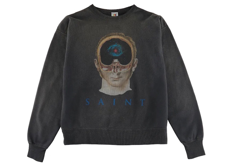 Saint Mxxxxxx Face Sweatshirt Vintage Black - FW22 Men's - US